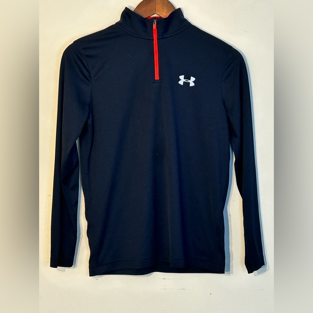 Under Armour Youth Large HeatGear 1/4 Zip Pullover Black Red